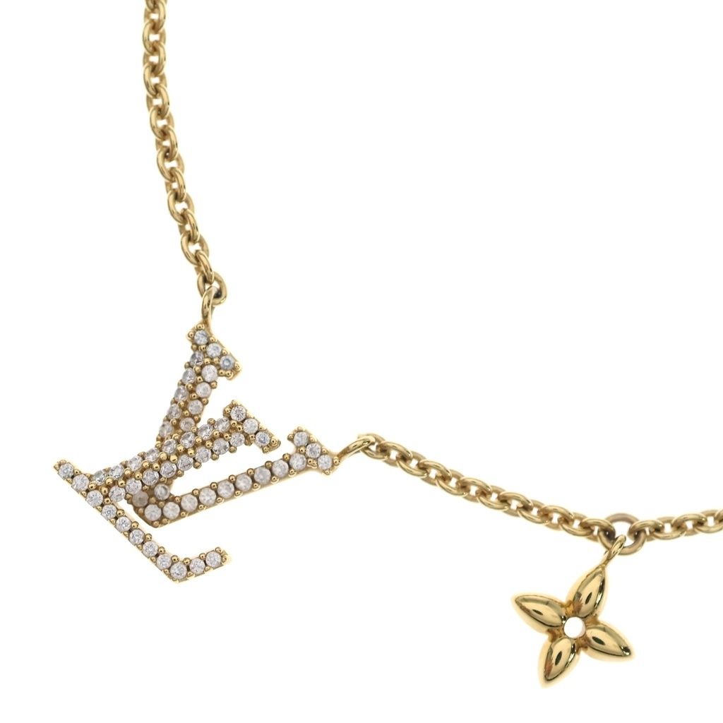 Louis Vuitton Collier LV Rhinestone Pendant Chain Gold