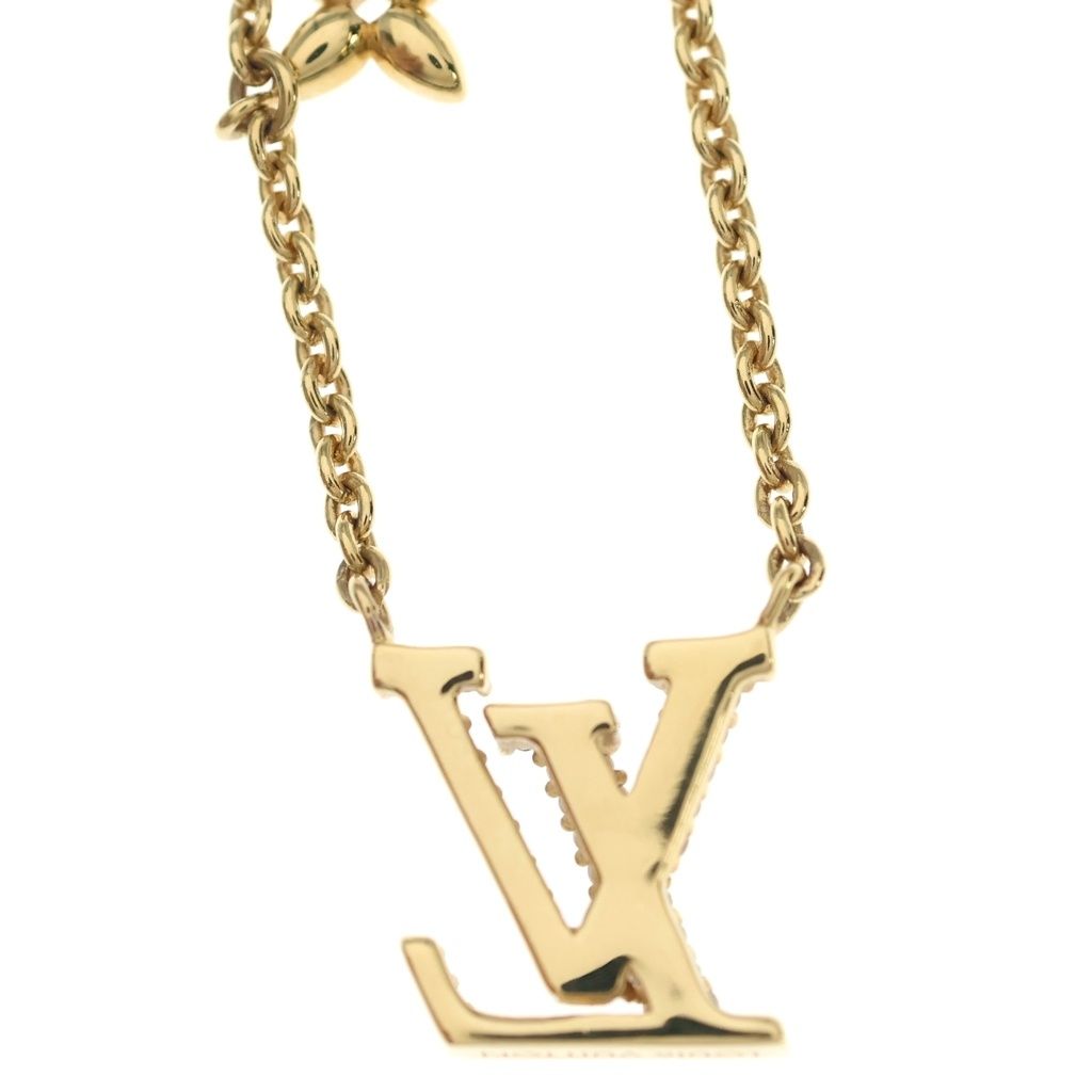 Louis Vuitton Collier LV Rhinestone Pendant Chain Gold — view 3