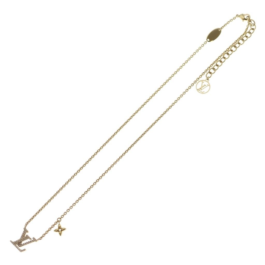 Louis Vuitton Collier LV Rhinestone Pendant Chain Gold — view 2