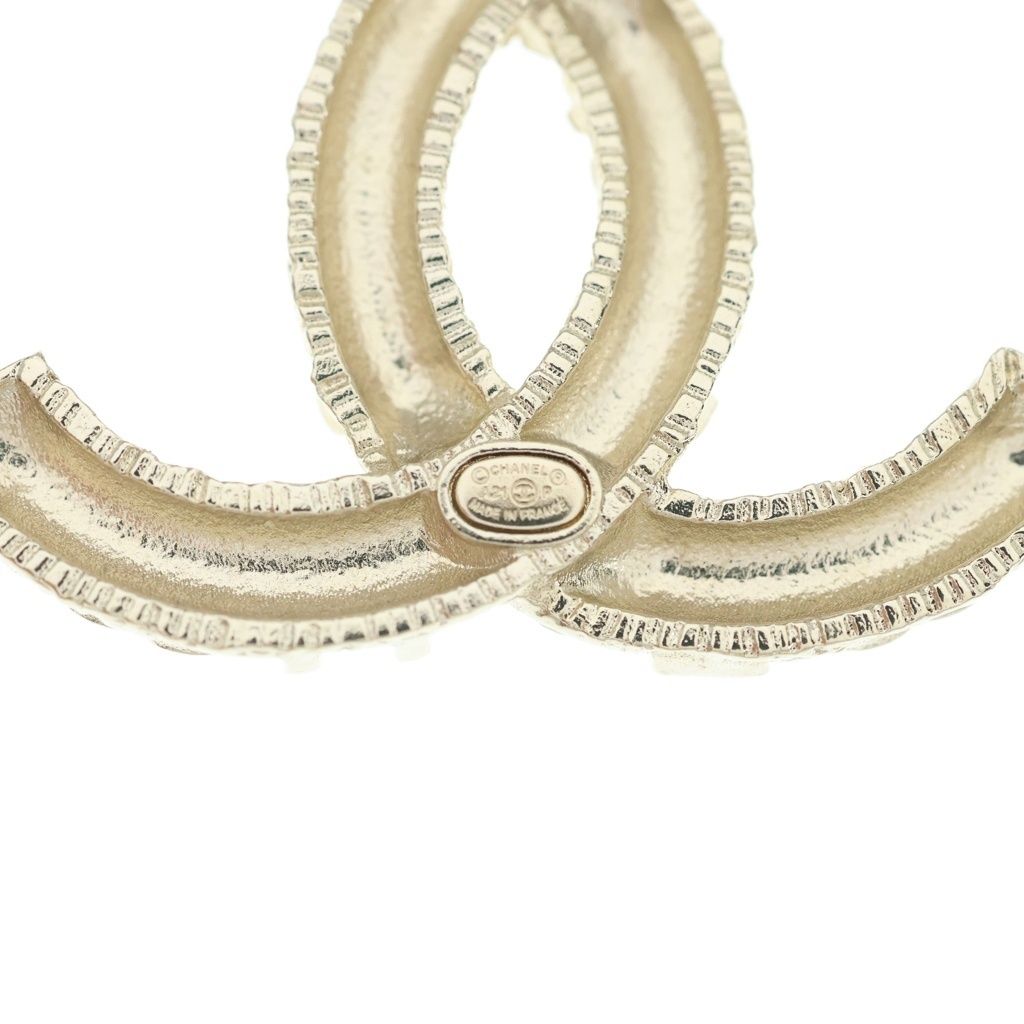 Chanel Rhinestone CC Logo Pin Badge Brooch Gold — view 5
