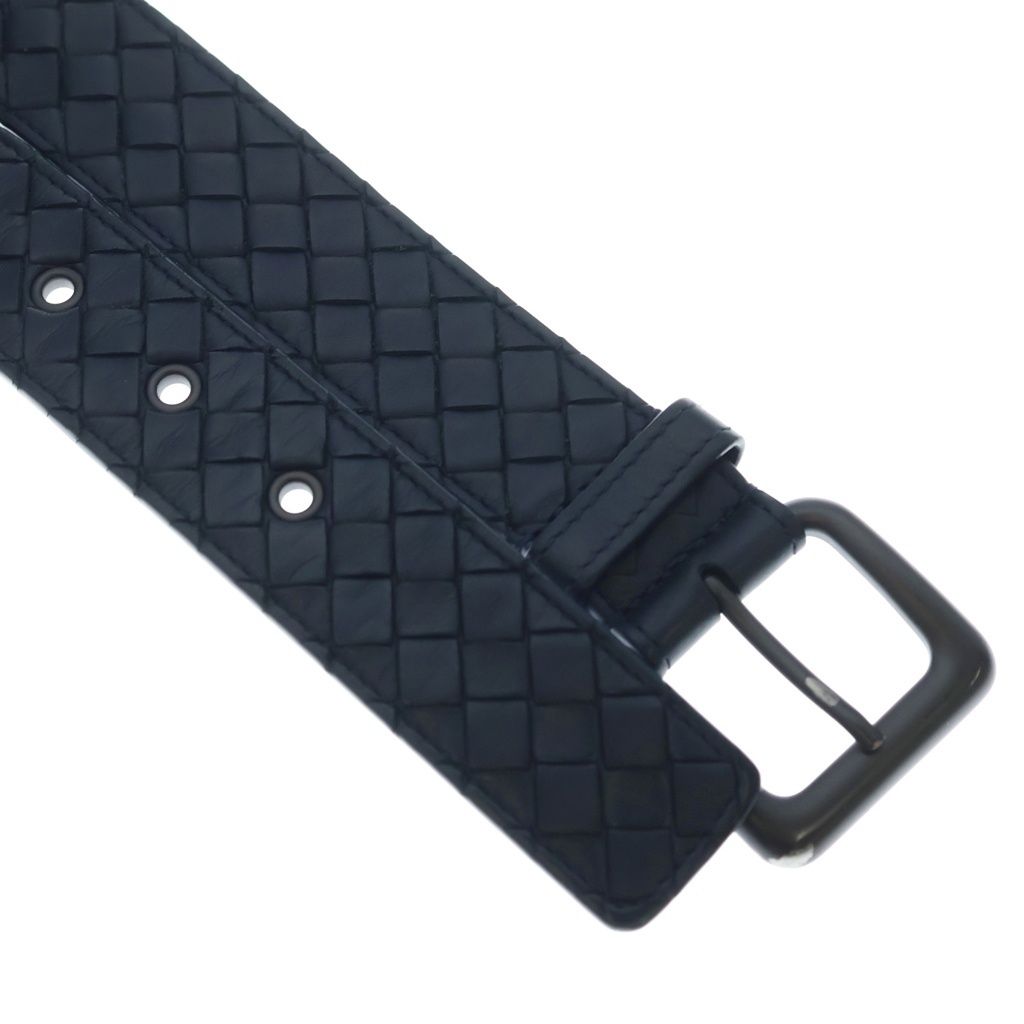 Bottega Veneta Intrecciato Leather Belt Navy Black — view 4