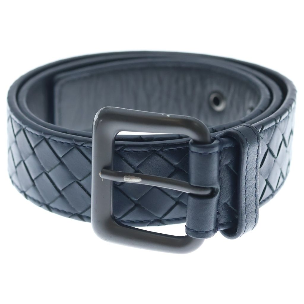 Bottega Veneta Intrecciato Leather Belt Navy Black