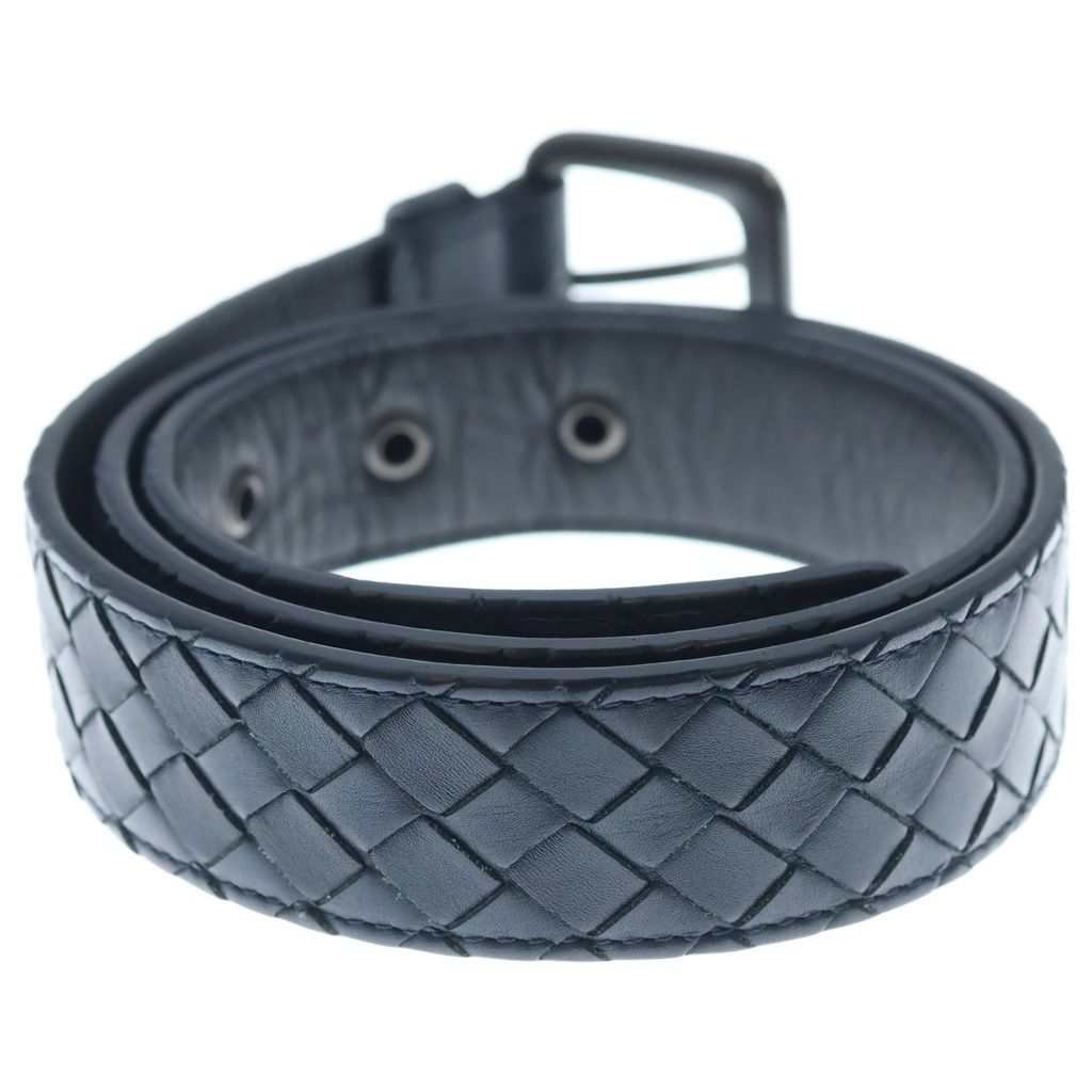 Bottega Veneta Intrecciato Leather Belt Navy Black — view 2