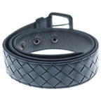 Bottega Veneta Intrecciato Leather Belt Navy Black — view 2