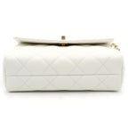 Chanel Quilted 2-Way Chain Shoulder Bag Caviar Leather White Gold — view 4