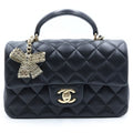 Chanel Top Handle Mini Classic Hand Chain Shoulder Bag Lambskin Christa Ribbon