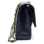 Chanel Quilted 25 Double Flap Chain Shoulder Bag Lambskin Gold Black Plate — view 3