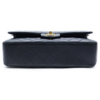 Chanel Quilted 25 Double Flap Chain Shoulder Bag Lambskin Gold Black Plate — view 4