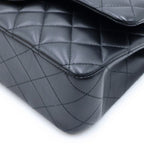 Chanel Quilted 25 Double Flap Chain Shoulder Bag Lambskin Gold Black Plate — view 5