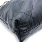 Chanel 22 Small Chain Shoulder Bag Tote Black Shiny Calfskin Gold — view 6