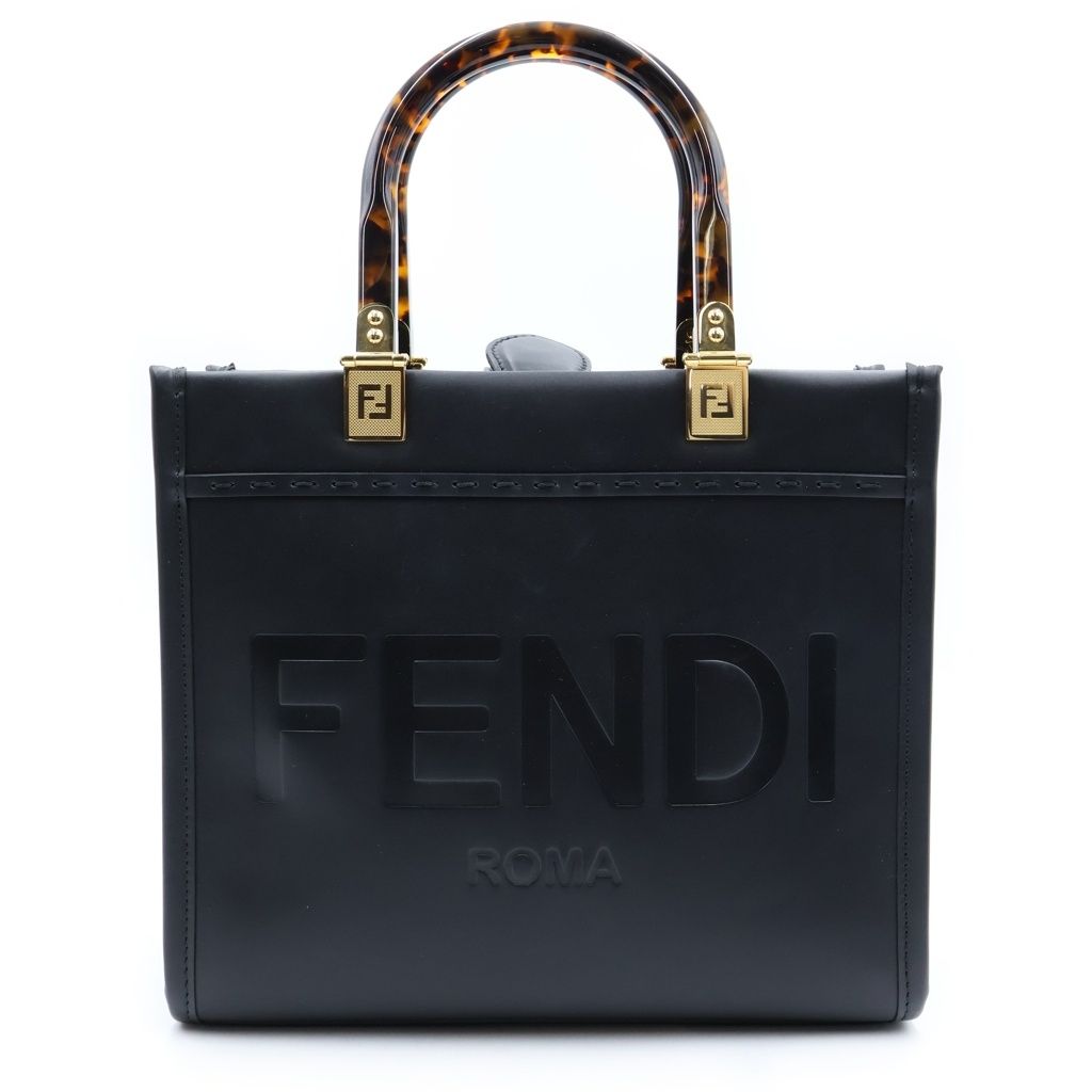 Fendi Sunshine Small 2-Way Shoulder Bag Black Leather