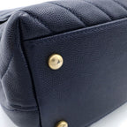 Chanel CC Logo V-stitch Coco Handle S 2-Way Shoulder Bag Navy Caviar Leather — view 6