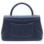 Chanel CC Logo V-stitch Coco Handle S 2-Way Shoulder Bag Navy Caviar Leather — view 2