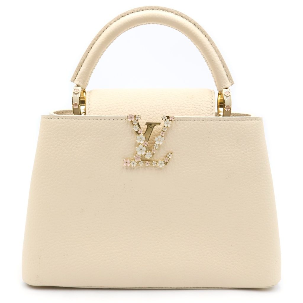 Louis Vuitton Capucines BB Flower Logo 2-Way Shoulder Bag Light Pink Leather