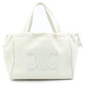 Celine Cuill Triomphe Small Cabas Drawstring Shoulder Bag White Grained