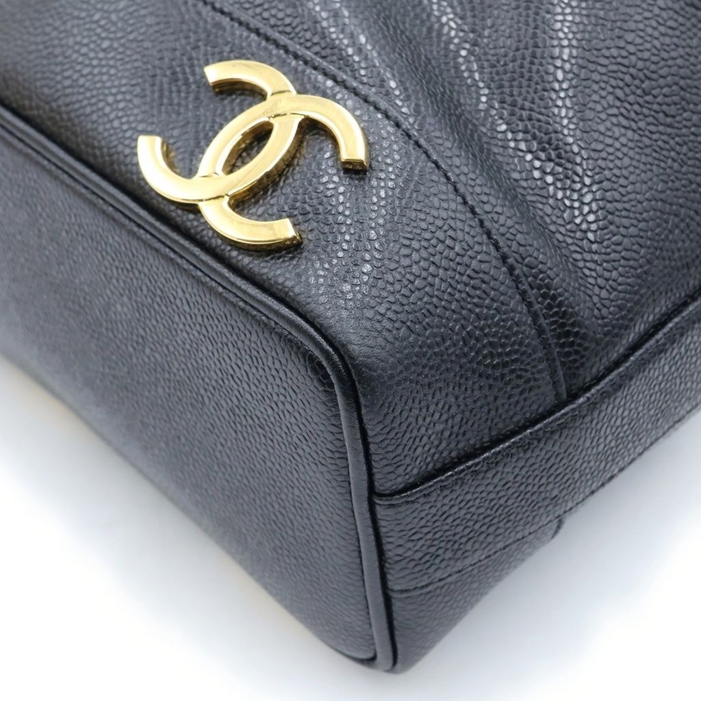 Chanel Triple Coco Chain Shoulder Bag Drawstring Black Caviar Leather Gold — view 5