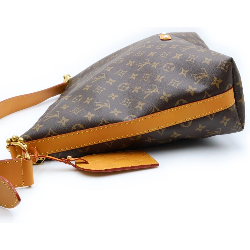Louis Vuitton Monogram Vagabond Hobo Shoulder Bag Brown Leather Gold — view 3