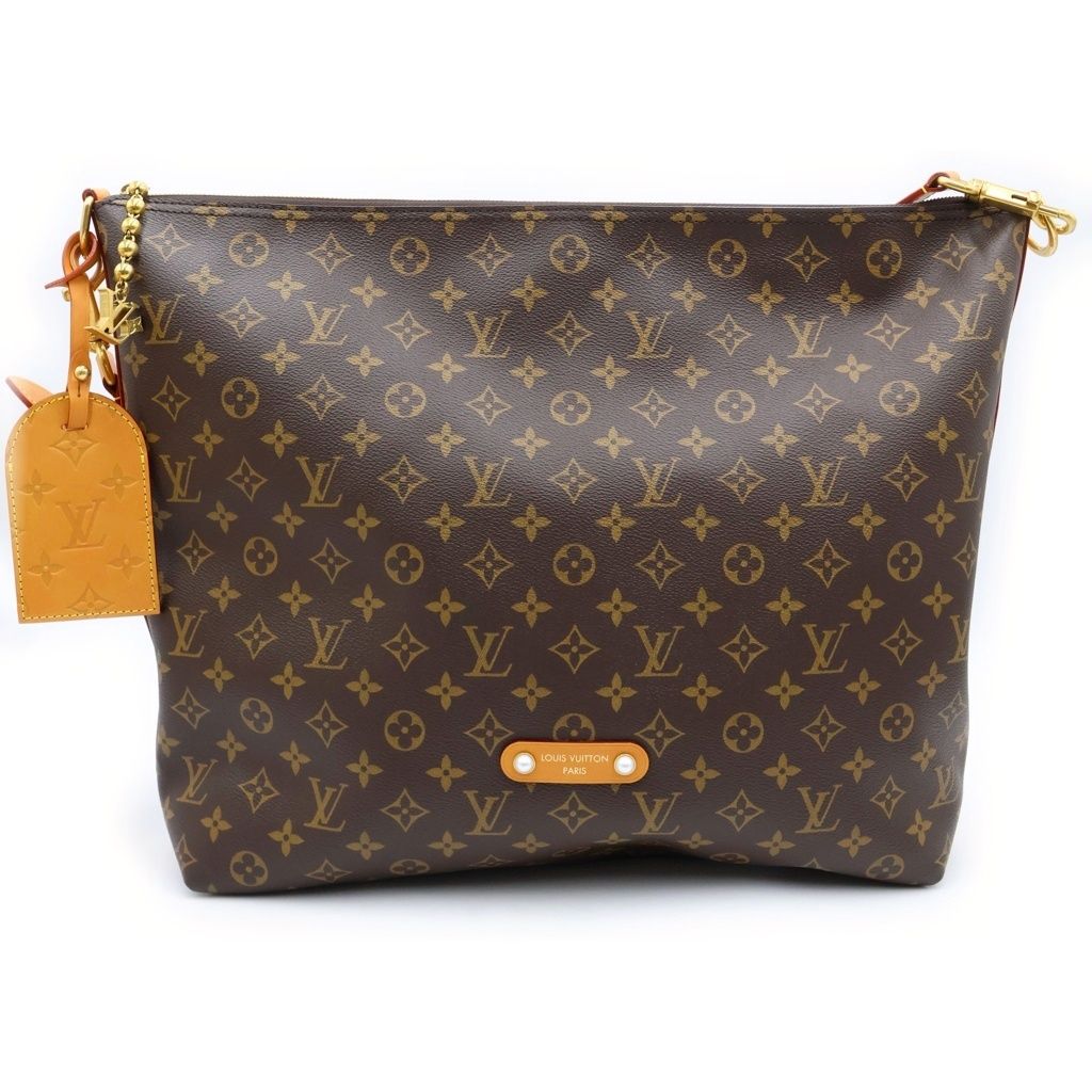 Louis Vuitton Monogram Vagabond Hobo Shoulder Bag Brown Leather Gold