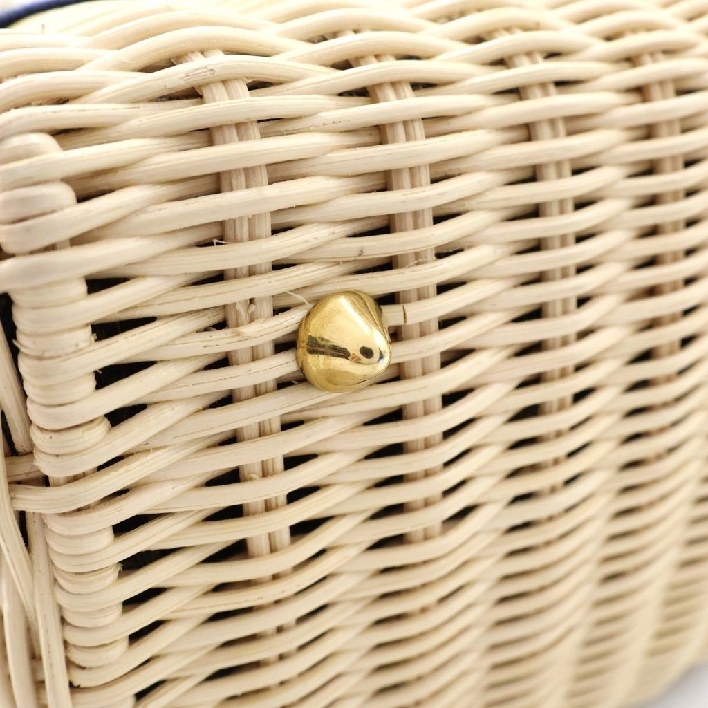 Dior Oblique Lady Medium 2-Way Shoulder Bag Basket Beige Navy Gold — view 6