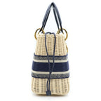 Dior Oblique Lady Medium 2-Way Shoulder Bag Basket Beige Navy Gold — view 3