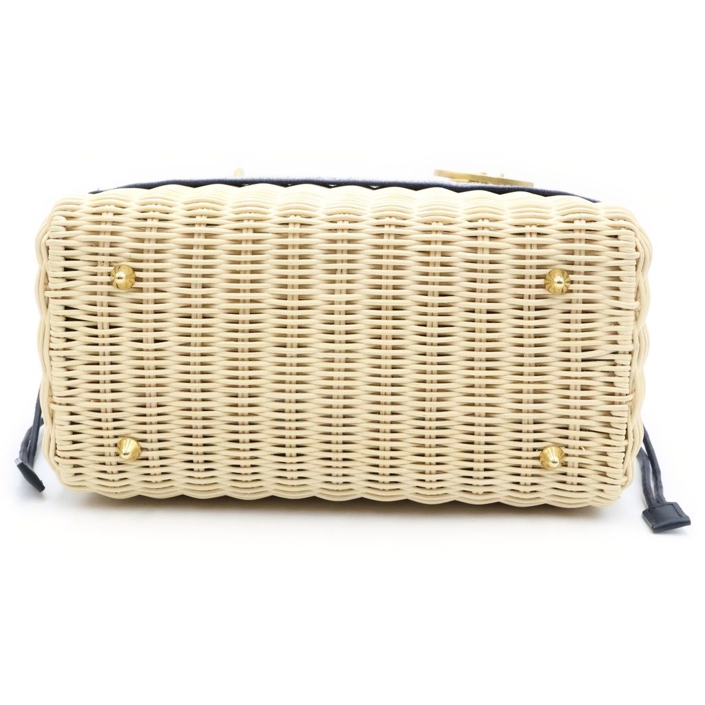 Dior Oblique Lady Medium 2-Way Shoulder Bag Basket Beige Navy Gold — view 4