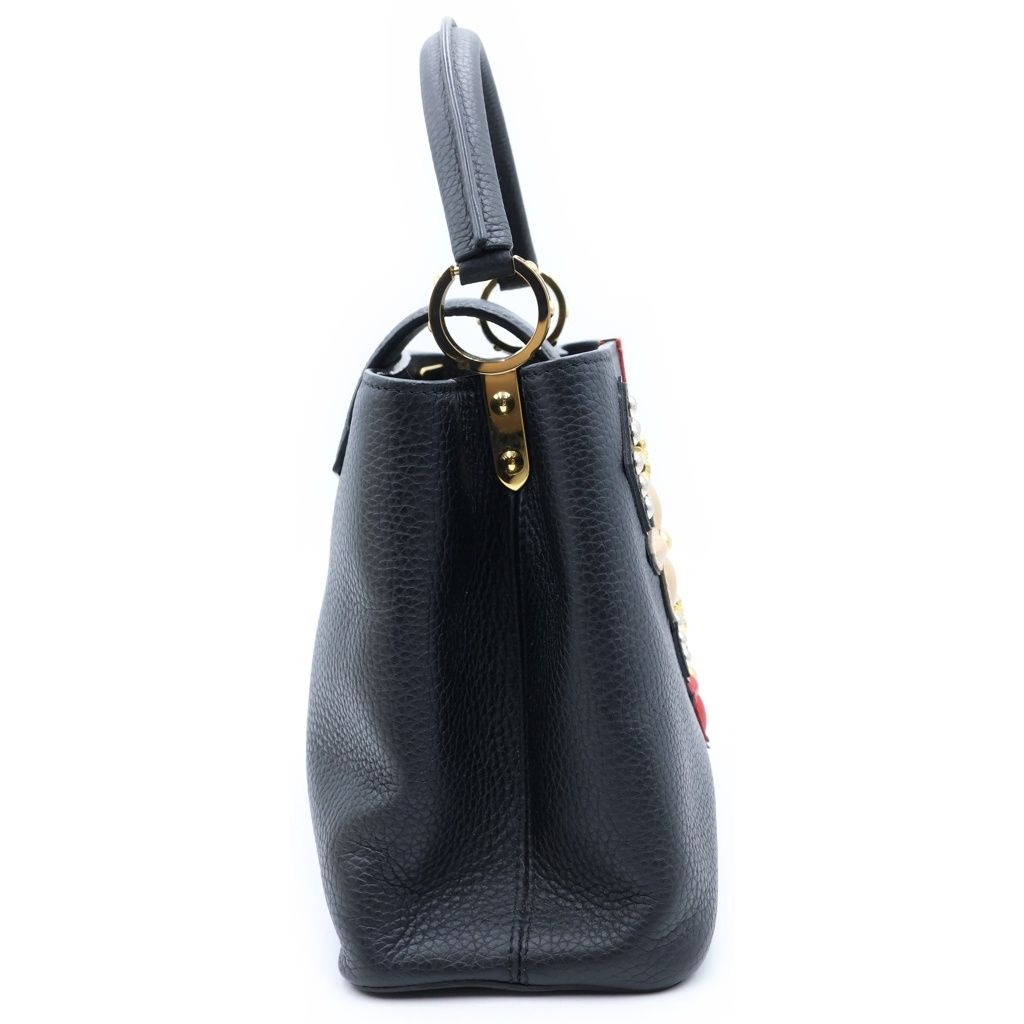 Louis Vuitton Taurillon Capucines PM Flower 2-Way Shoulder Bag Black Noir — view 3