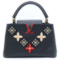 Louis Vuitton Taurillon Capucines PM Flower 2-Way Shoulder Bag Black Noir