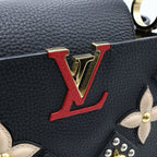Louis Vuitton Taurillon Capucines PM Flower 2-Way Shoulder Bag Black Noir — view 7