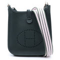 Hermes Evelyne TPM Vert Grease Taurillon Clemence Shoulder Bag Silver