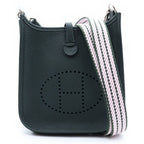 Hermes Evelyne TPM Vert Grease Taurillon Clemence Shoulder Bag Silver