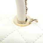 Chanel Coco Handle 2-Way Chain Handle Shoulder Bag White Caviar Leather Gold — view 7