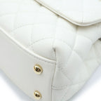 Chanel Coco Handle 2-Way Chain Handle Shoulder Bag White Caviar Leather Gold — view 5