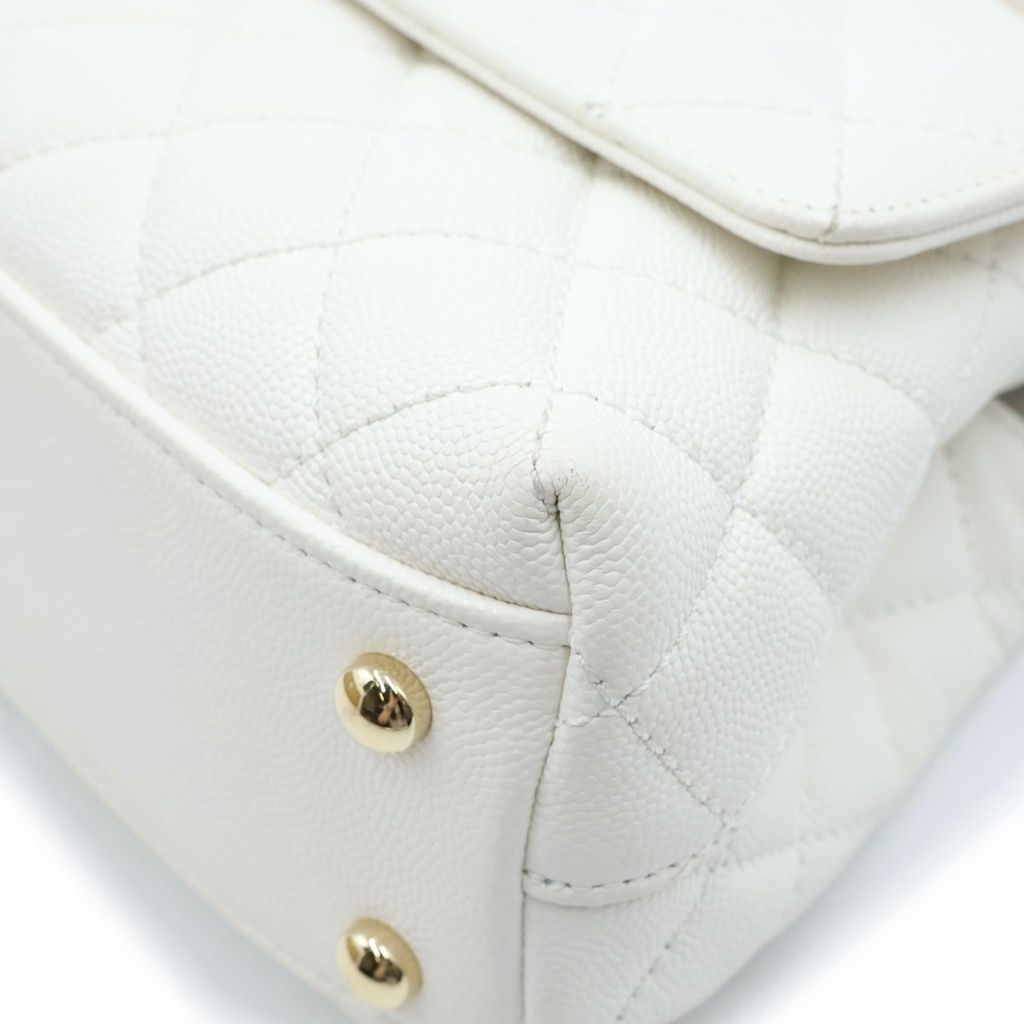 Chanel Coco Handle 2-Way Chain Handle Shoulder Bag White Caviar Leather Gold — view 5