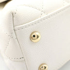 Chanel Coco Handle 2-Way Chain Handle Shoulder Bag White Caviar Leather Gold — view 6
