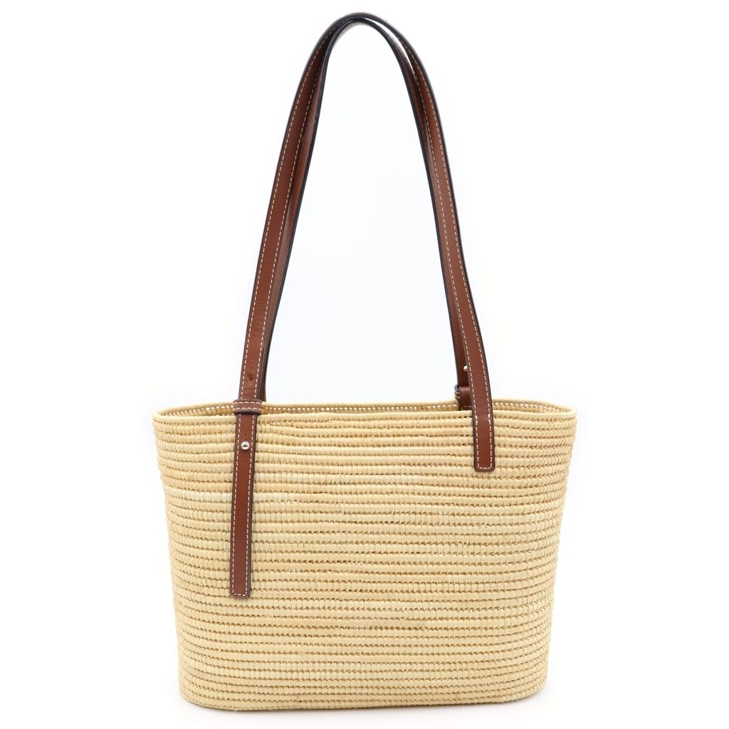Loewe Anagram Square Basket Bag Small Raffia Leather Beige Brown — view 2