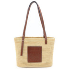 Loewe Anagram Square Basket Bag Small Raffia Leather Beige Brown