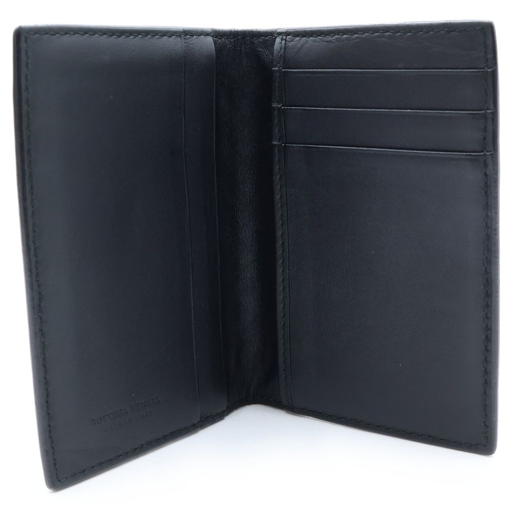 Bottega Veneta Intrecciato Bifold Card Case Business Wallet Black Nero Leather — view 4