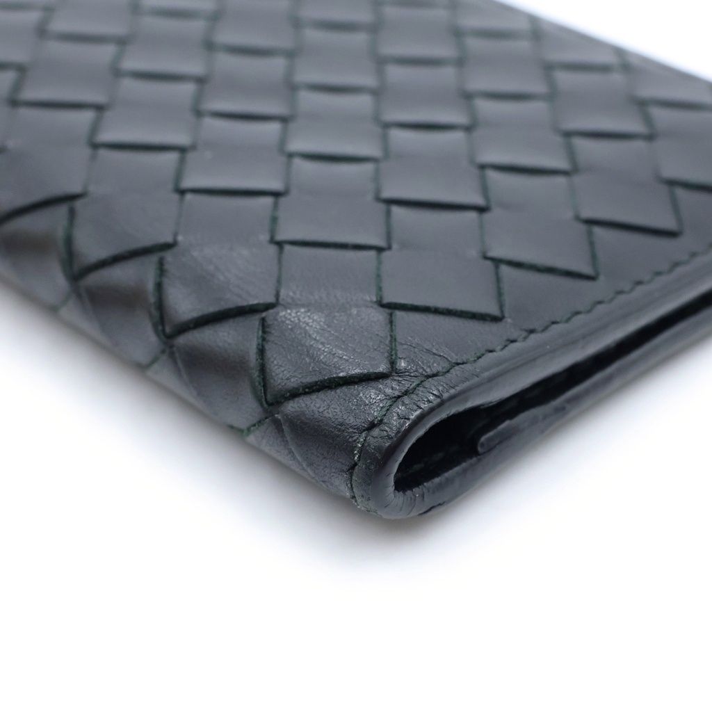 Bottega Veneta Intrecciato Bifold Card Case Business Wallet Black Nero Leather — view 5