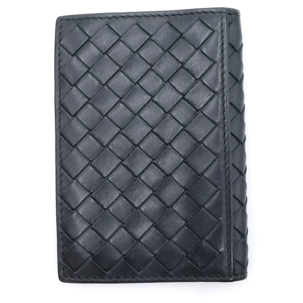 Bottega Veneta Intrecciato Bifold Card Case Business Wallet Black Nero Leather — view 2