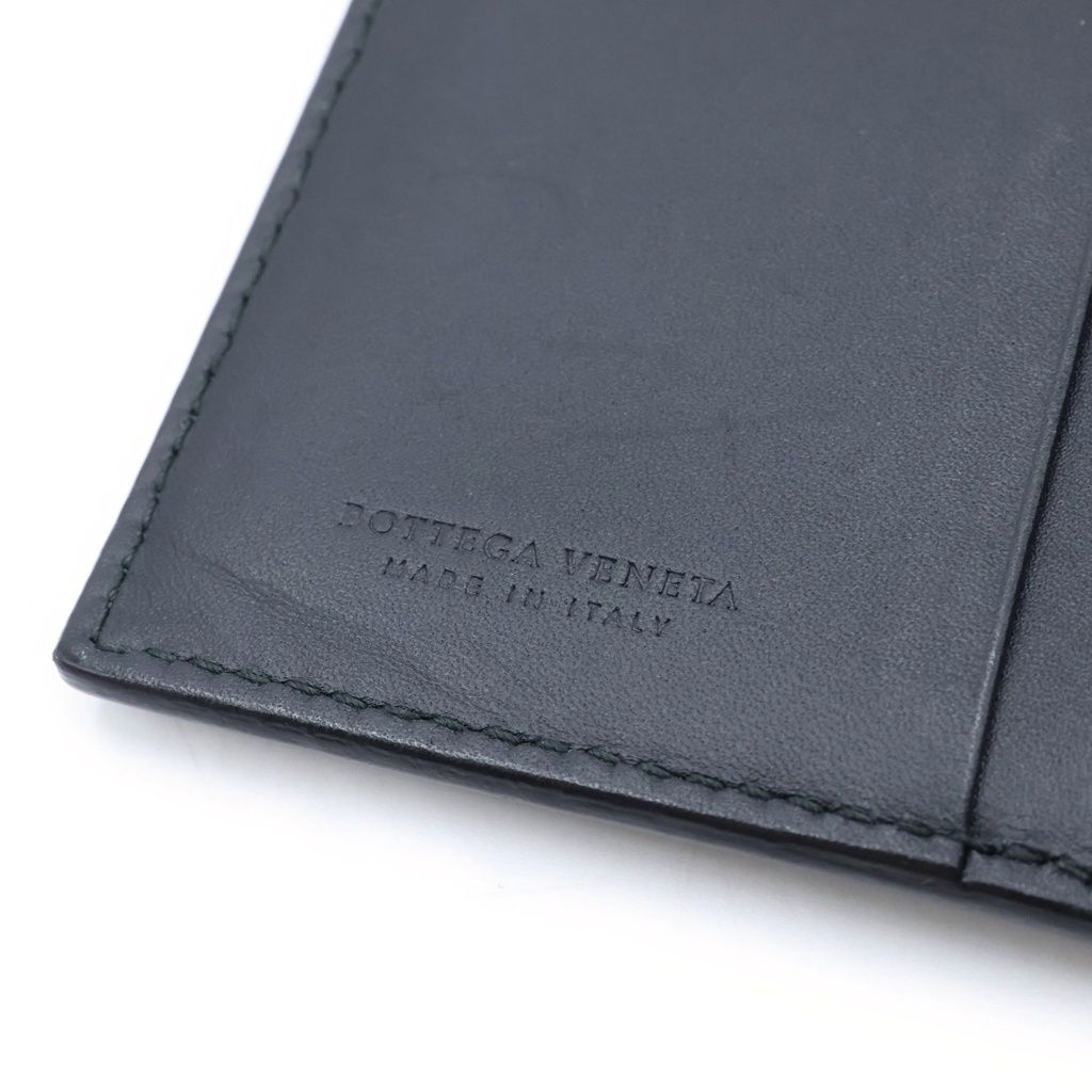 Bottega Veneta Intrecciato Bifold Card Case Business Wallet Black Nero Leather — view 6