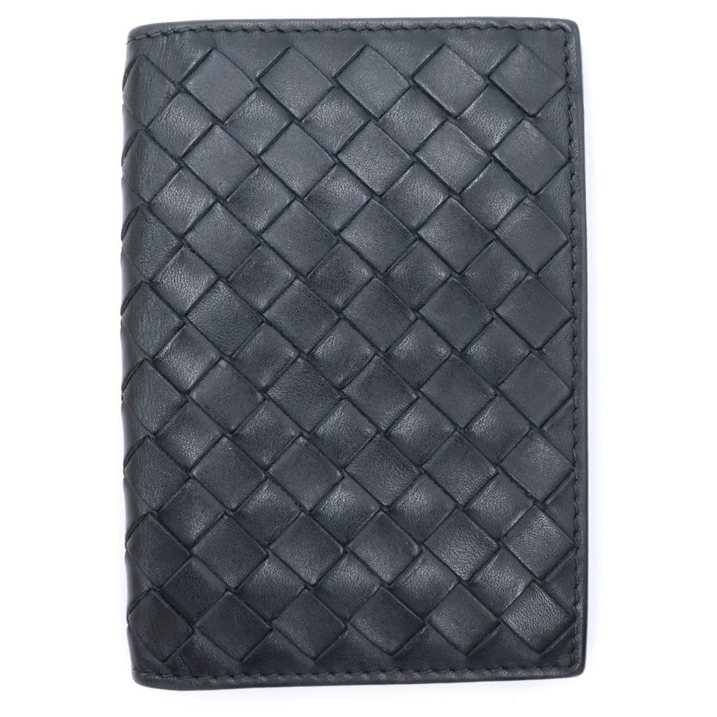 Bottega Veneta Intrecciato Bifold Card Case Business Wallet Black Nero Leather