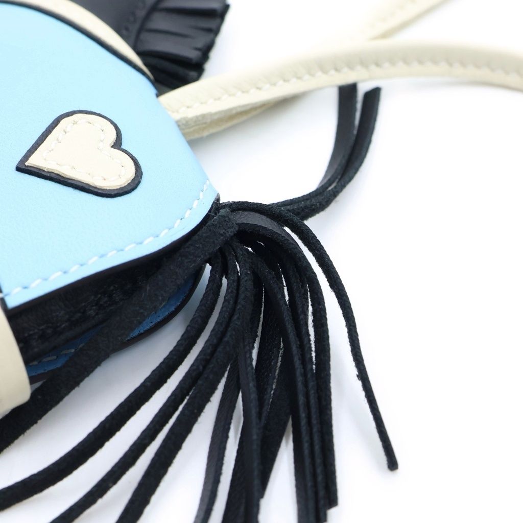 Hermes Robe Ocourt PM Bag Charm Black Light Blue Agneau Milo Veau Celeste Cles — view 6