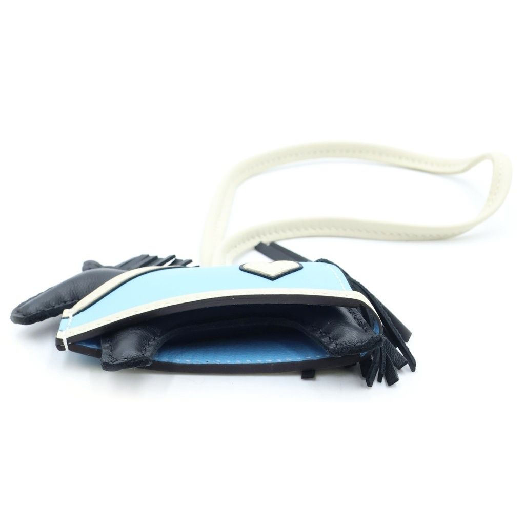 Hermes Robe Ocourt PM Bag Charm Black Light Blue Agneau Milo Veau Celeste Cles — view 5