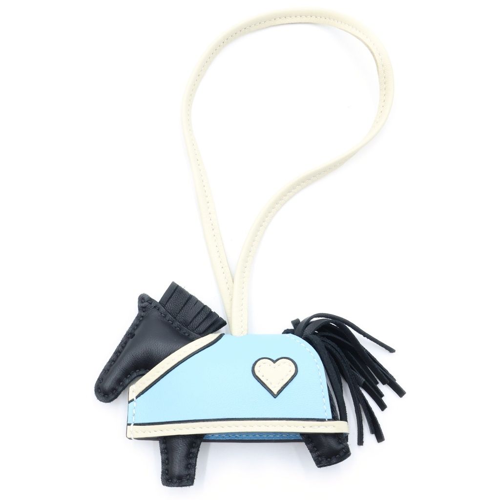Hermes Robe Ocourt PM Bag Charm Black Light Blue Agneau Milo Veau Celeste Cles