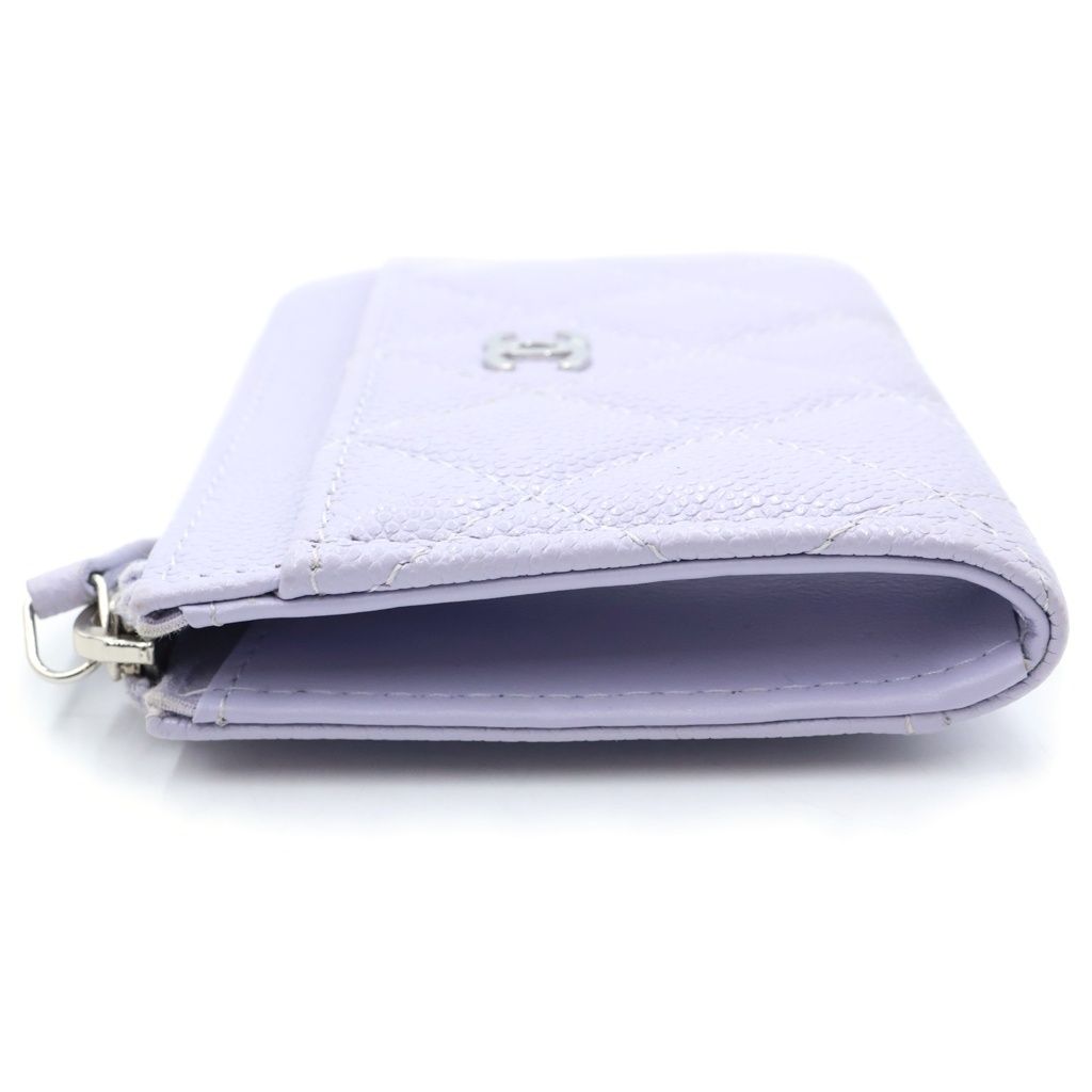 Chanel Quilted Fragment Case Mini Wallet Card Coin Purse Light Purple Lavender — view 3