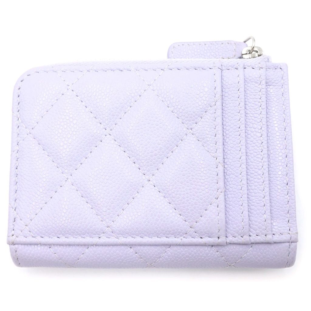 Chanel Quilted Fragment Case Mini Wallet Card Coin Purse Light Purple Lavender — view 2