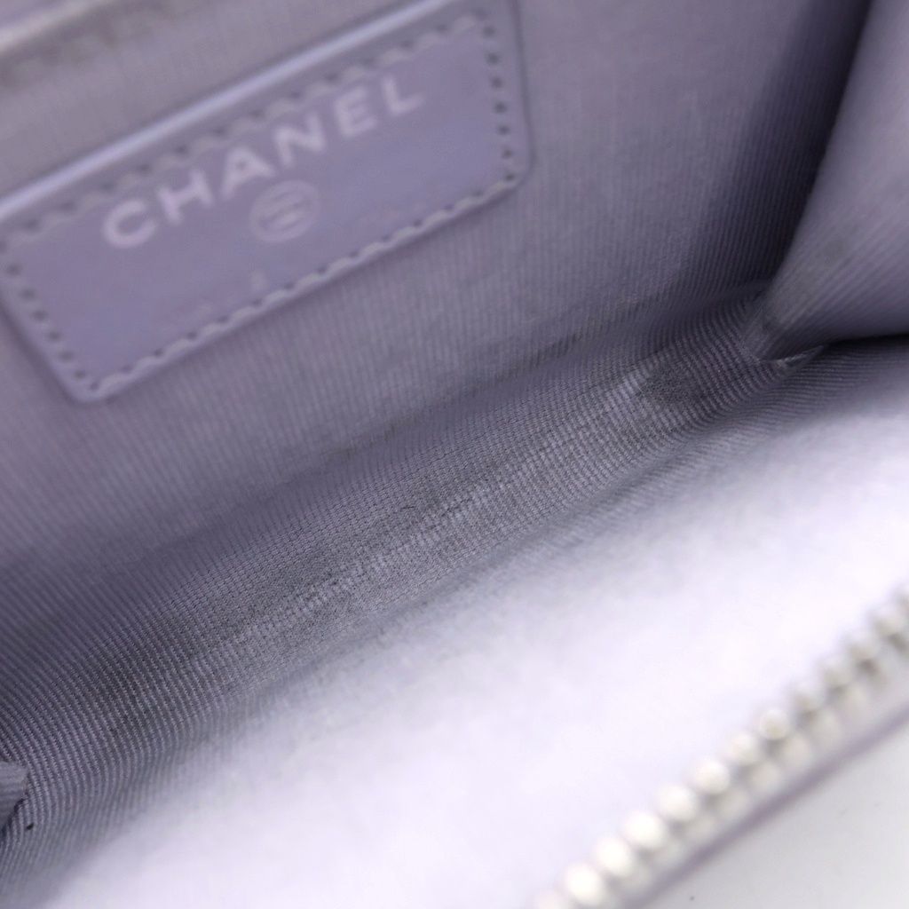 Chanel Quilted Fragment Case Mini Wallet Card Coin Purse Light Purple Lavender — view 4