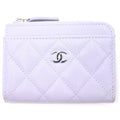Chanel Quilted Fragment Case Mini Wallet Card Coin Purse Light Purple Lavender