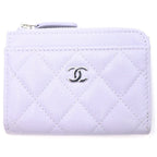 Chanel Quilted Fragment Case Mini Wallet Card Coin Purse Light Purple Lavender