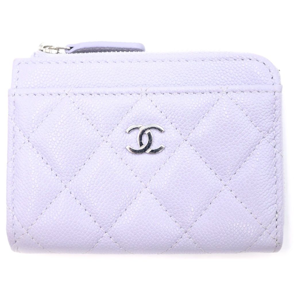 Chanel Quilted Fragment Case Mini Wallet Card Coin Purse Light Purple Lavender